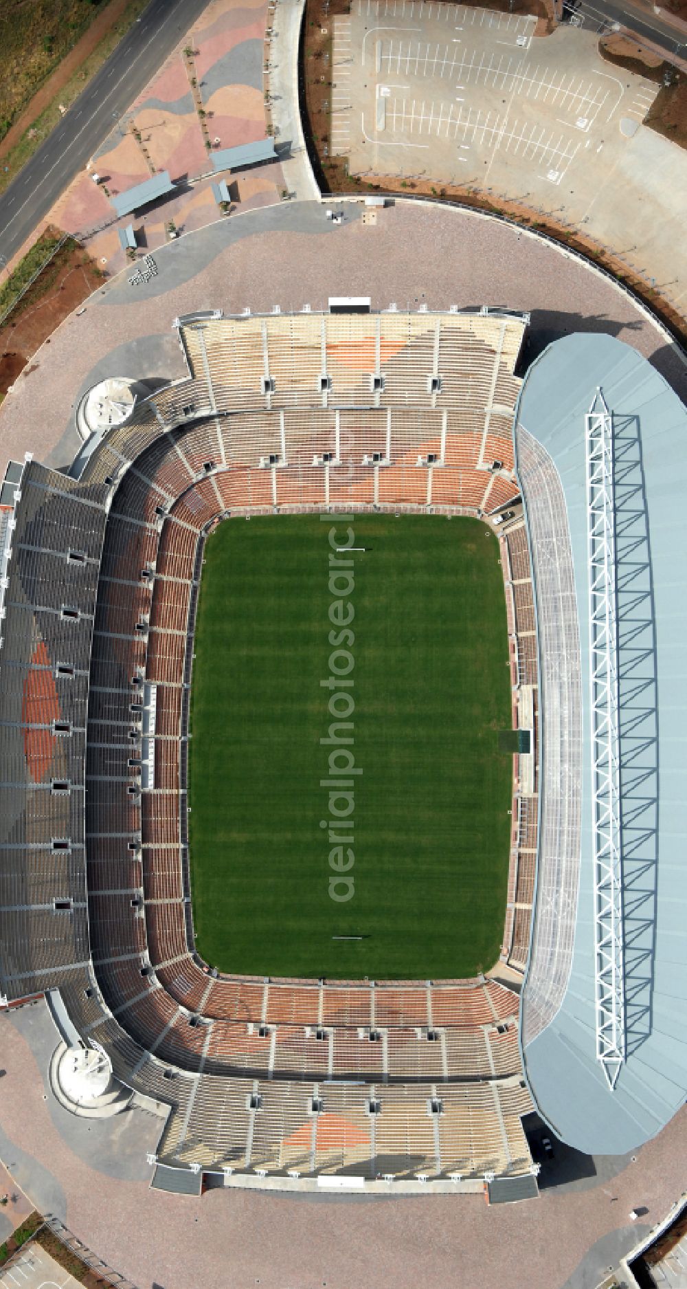 Aerial photograph Polokwane - Sports facility grounds of the Arena stadium Peter Mokaba Stadium of Polokwane City F.C. on street Magasyn Street to the FIFA World Cup 2010 in Polokwane in Limpopo, South Africa