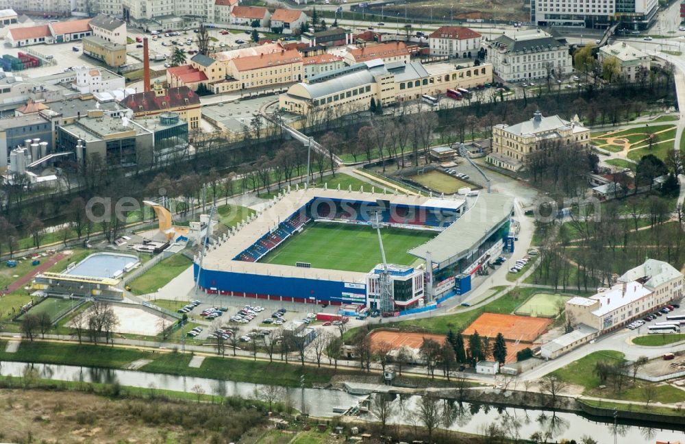 Aerial image Pilsen / Plzen - Sports facility grounds of the Arena stadium Doosan Arena in Pilsen - Plzen in Czech Republic