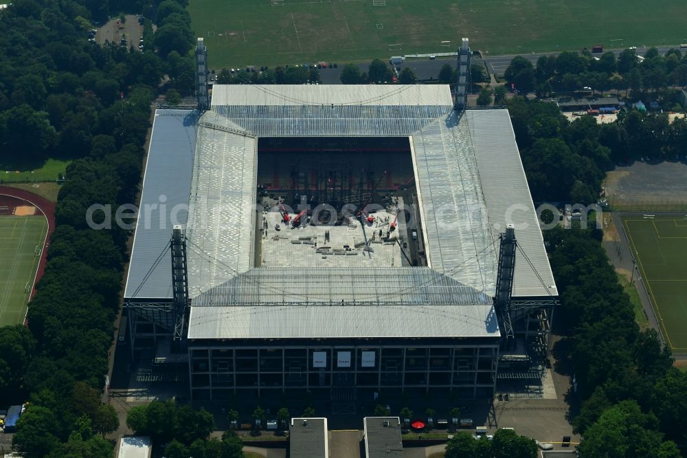 Köln from the bird's eye view: Sports facility grounds of the Arena stadium RheinEnergieSTADION in the district Lindenthal in Cologne in the state North Rhine-Westphalia, Germany