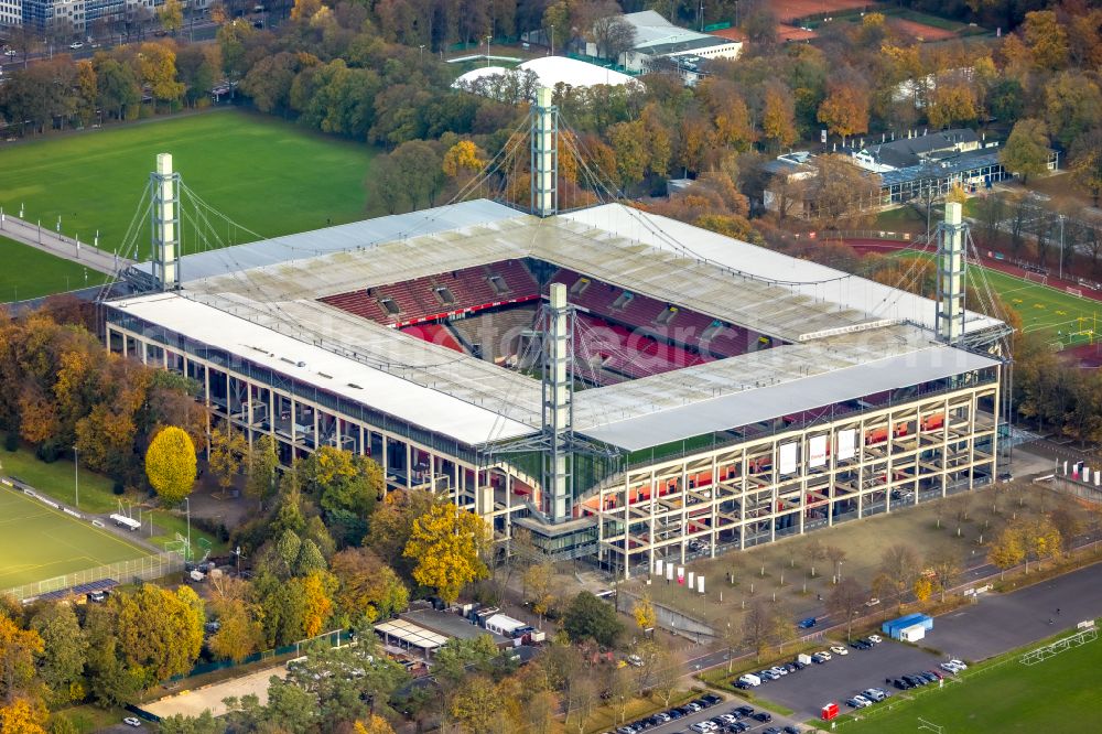 Aerial image Köln - Sports facility grounds of the Arena stadium RheinEnergieSTADION in the district Lindenthal in Cologne in the state North Rhine-Westphalia, Germany