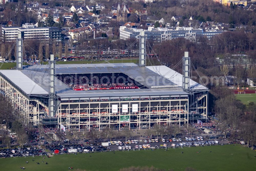 Aerial image Müngersdorf - Sports facility grounds of the Arena stadium RheinEnergieSTADION in the district Lindenthal in Cologne in the state North Rhine-Westphalia, Germany