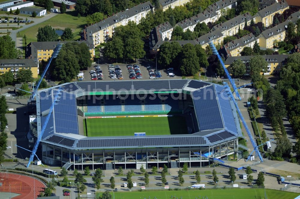 Rostock from above - Sports facility grounds of the Arena stadium in Rostock in the state Mecklenburg - Western Pomerania