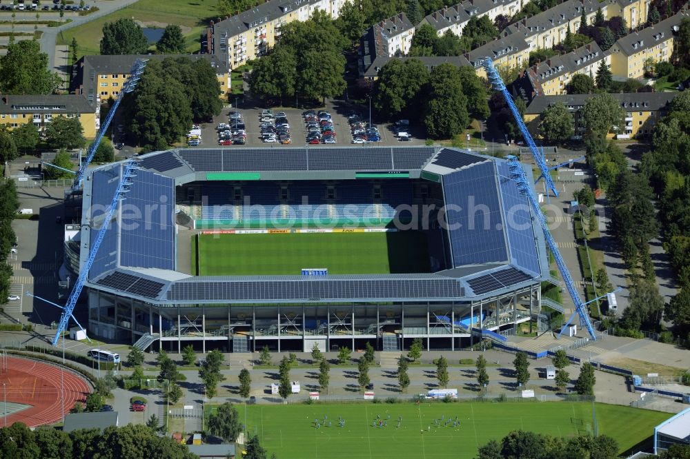 Rostock from the bird's eye view: Sports facility grounds of the Arena stadium in Rostock in the state Mecklenburg - Western Pomerania