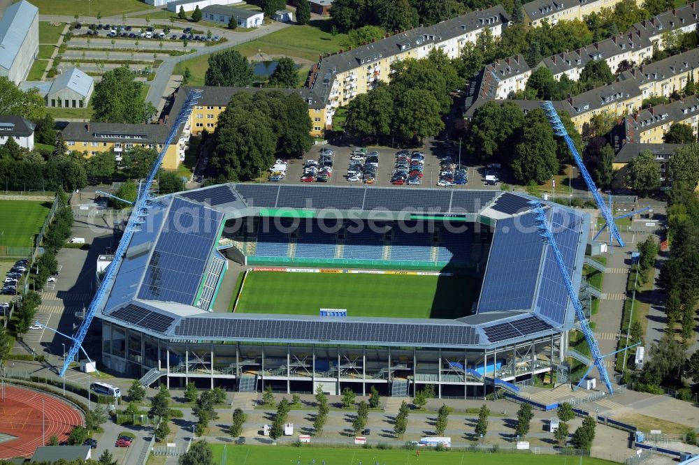 Aerial photograph Rostock - Sports facility grounds of the Arena stadium in Rostock in the state Mecklenburg - Western Pomerania