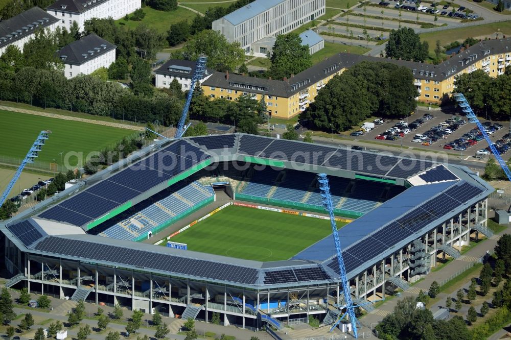 Rostock from the bird's eye view: Sports facility grounds of the Arena stadium in Rostock in the state Mecklenburg - Western Pomerania