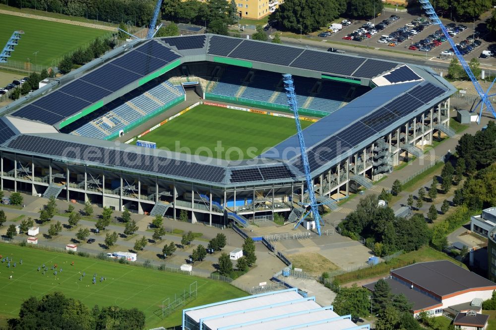 Aerial image Rostock - Sports facility grounds of the Arena stadium in Rostock in the state Mecklenburg - Western Pomerania