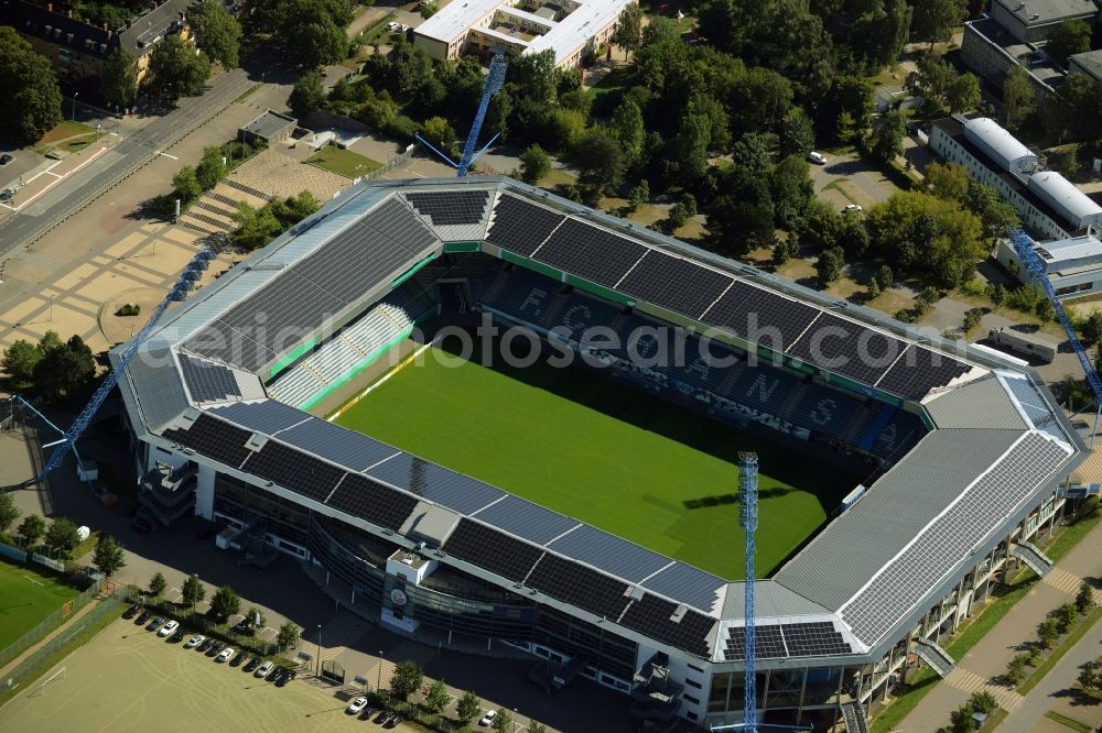 Rostock from above - Sports facility grounds of the Arena stadium in Rostock in the state Mecklenburg - Western Pomerania