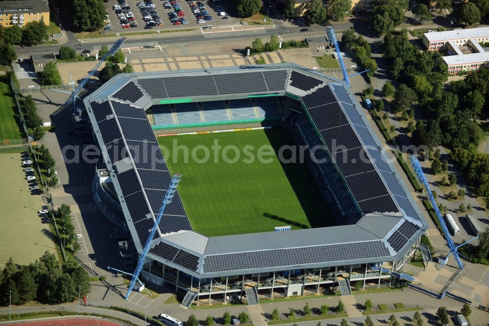 Aerial image Rostock - Sports facility grounds of the Arena stadium in Rostock in the state Mecklenburg - Western Pomerania