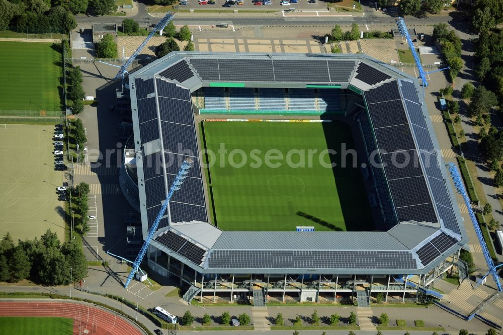 Aerial photograph Rostock - Sports facility grounds of the Arena stadium in Rostock in the state Mecklenburg - Western Pomerania