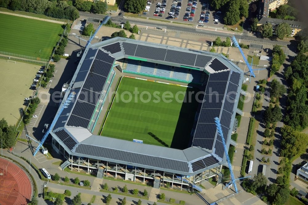 Aerial image Rostock - Sports facility grounds of the Arena stadium in Rostock in the state Mecklenburg - Western Pomerania