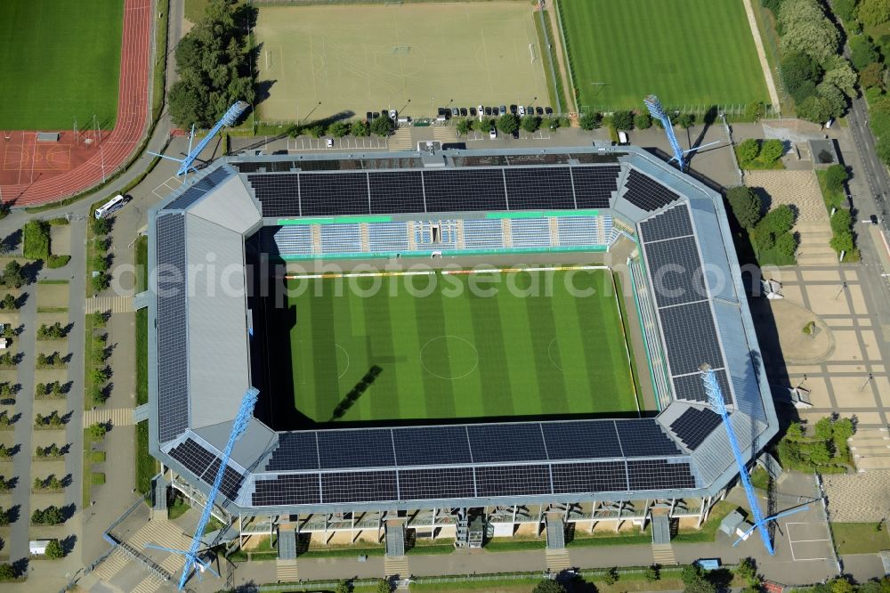 Rostock from above - Sports facility grounds of the Arena stadium in Rostock in the state Mecklenburg - Western Pomerania