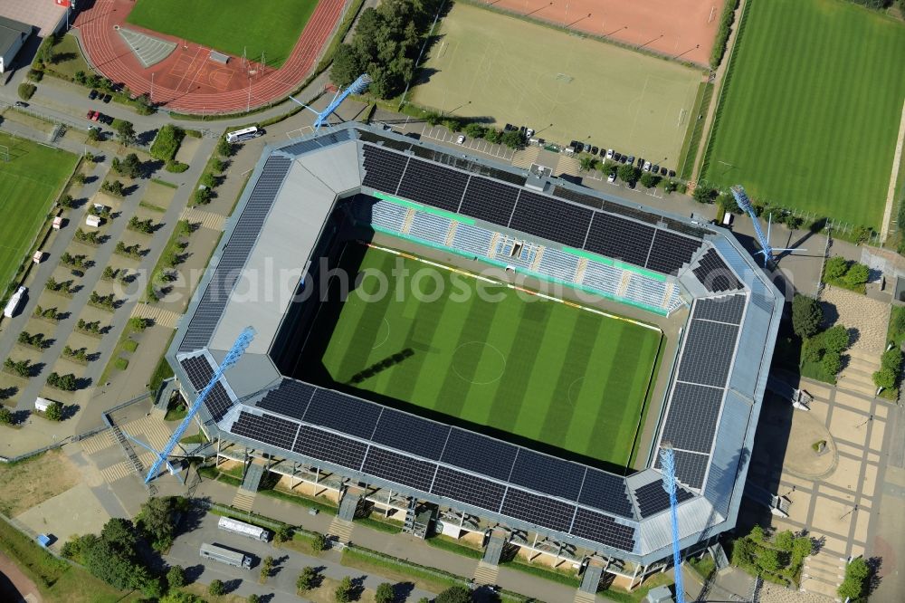 Rostock from the bird's eye view: Sports facility grounds of the Arena stadium in Rostock in the state Mecklenburg - Western Pomerania