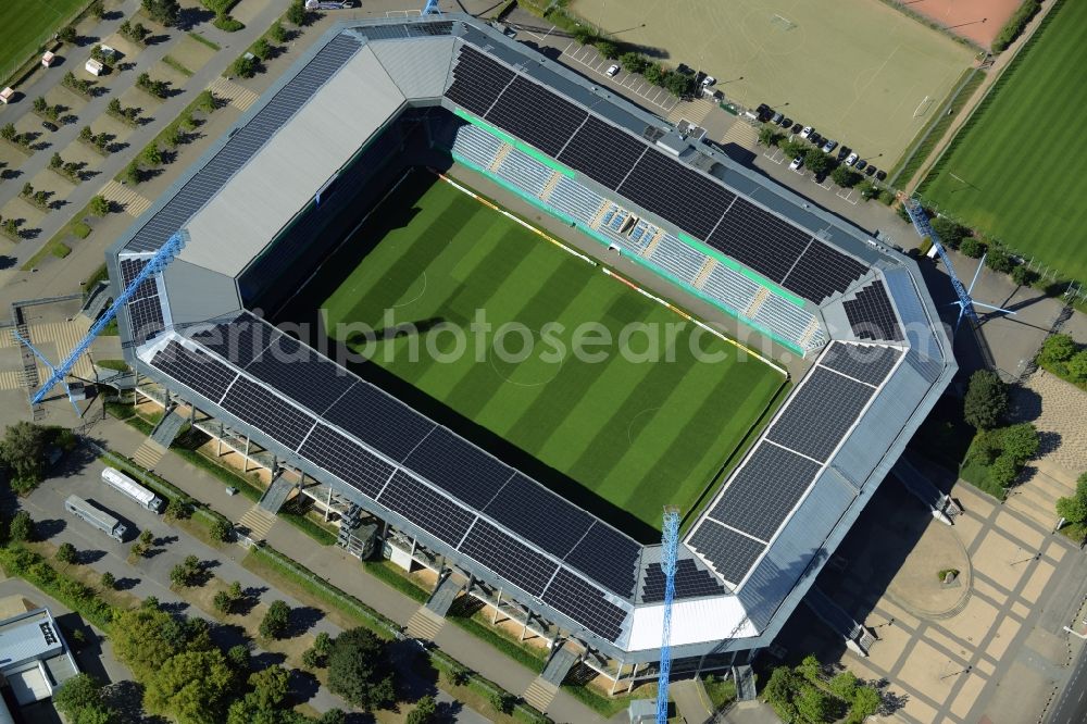 Aerial image Rostock - Sports facility grounds of the Arena stadium in Rostock in the state Mecklenburg - Western Pomerania