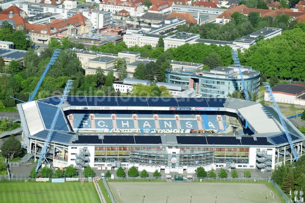 Rostock from above - Sports facility grounds of the Arena stadium in Rostock in the state Mecklenburg - Western Pomerania