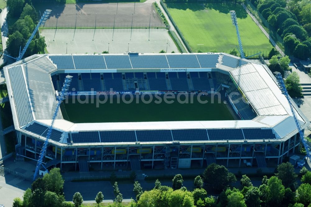 Aerial image Rostock - Sports facility grounds of the Arena stadium in Rostock in the state Mecklenburg - Western Pomerania