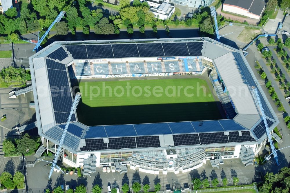 Rostock from above - Sports facility grounds of the Arena stadium in Rostock in the state Mecklenburg - Western Pomerania