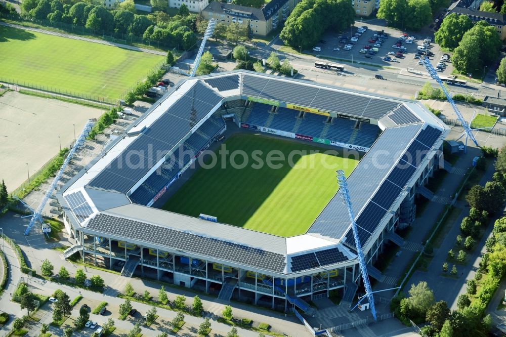 Rostock from above - Sports facility grounds of the Arena stadium in Rostock in the state Mecklenburg - Western Pomerania