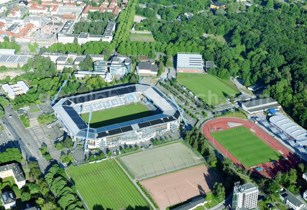 Rostock from the bird's eye view: Sports facility grounds of the Arena stadium in Rostock in the state Mecklenburg - Western Pomerania