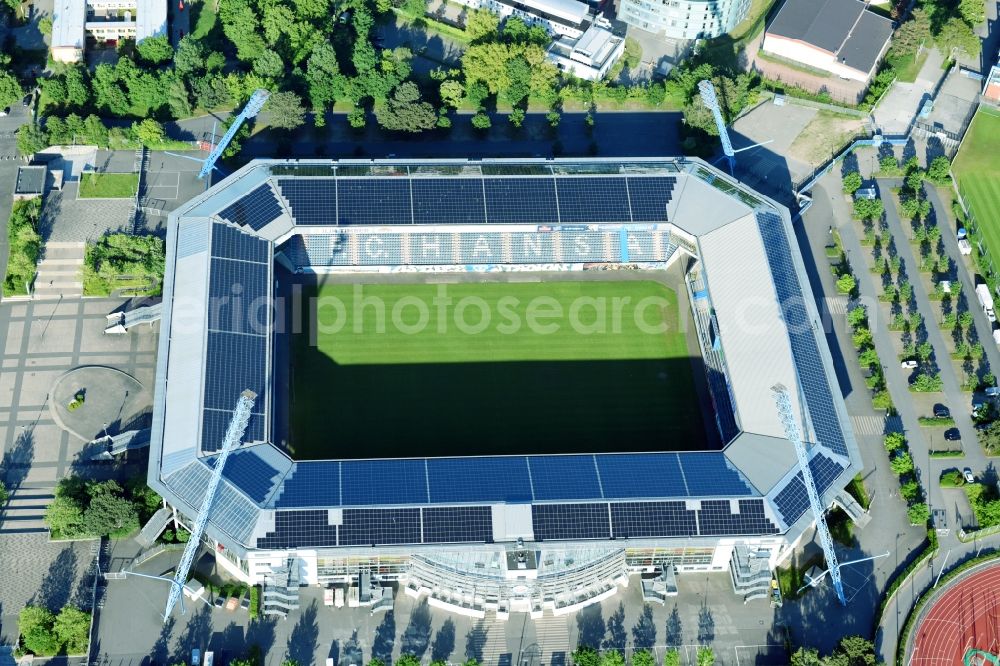 Aerial image Rostock - Sports facility grounds of the Arena stadium in Rostock in the state Mecklenburg - Western Pomerania