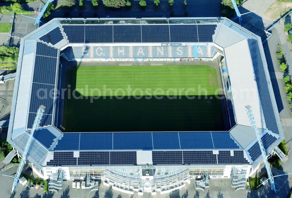 Aerial photograph Rostock - Sports facility grounds of the Arena stadium in Rostock in the state Mecklenburg - Western Pomerania