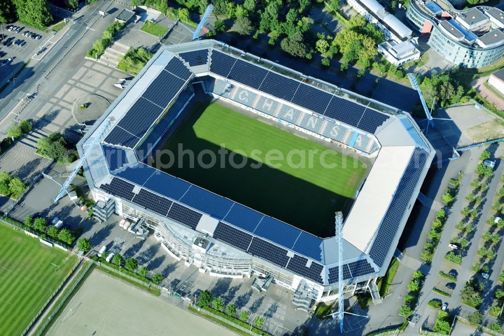 Rostock from above - Sports facility grounds of the Arena stadium in Rostock in the state Mecklenburg - Western Pomerania