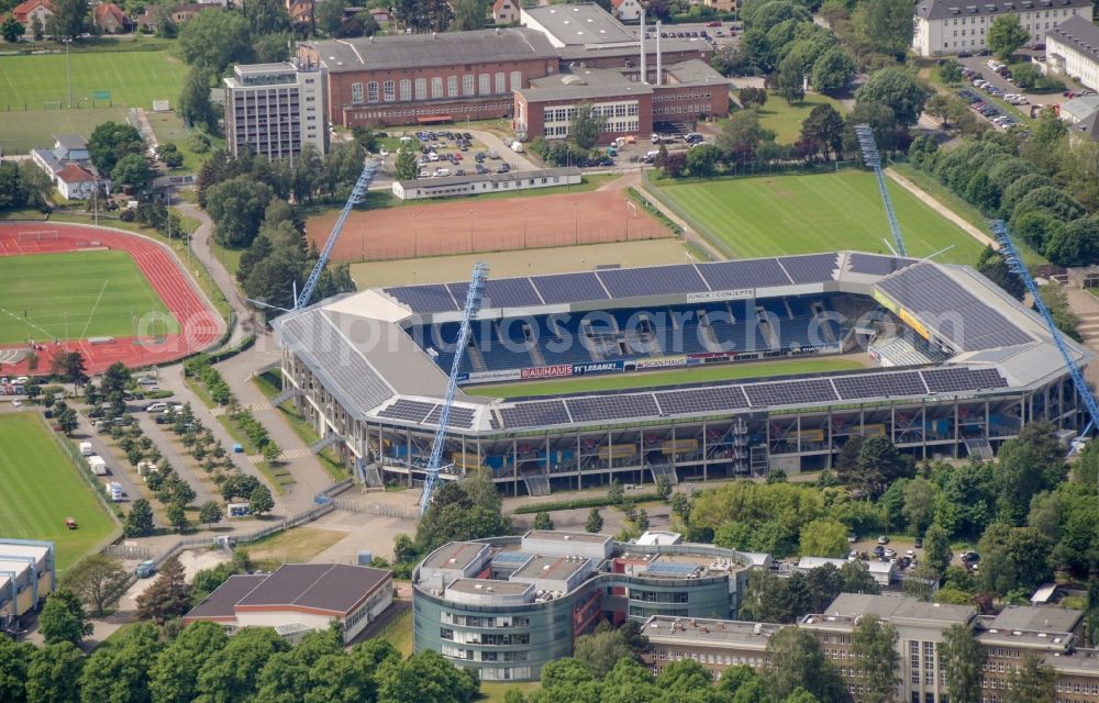 Rostock from above - Sports facility grounds of the Arena stadium in Rostock in the state Mecklenburg - Western Pomerania