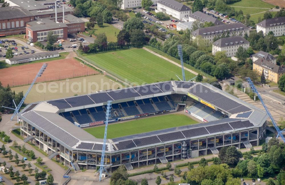 Rostock from the bird's eye view: Sports facility grounds of the Arena stadium in Rostock in the state Mecklenburg - Western Pomerania