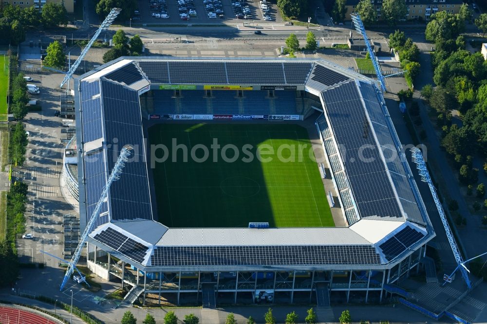 Aerial image Rostock - Sports facility grounds of the Arena stadium in Rostock in the state Mecklenburg - Western Pomerania