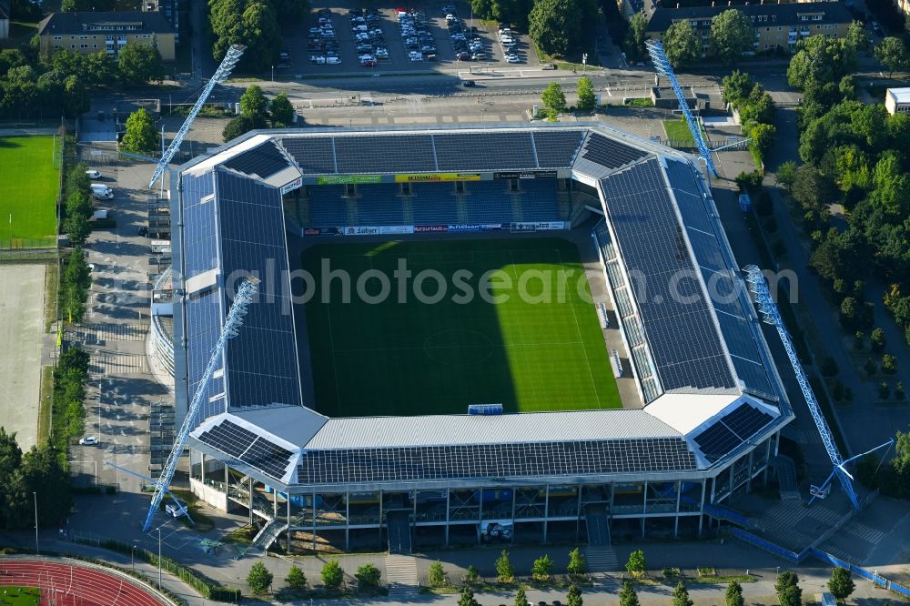 Aerial photograph Rostock - Sports facility grounds of the Arena stadium in Rostock in the state Mecklenburg - Western Pomerania