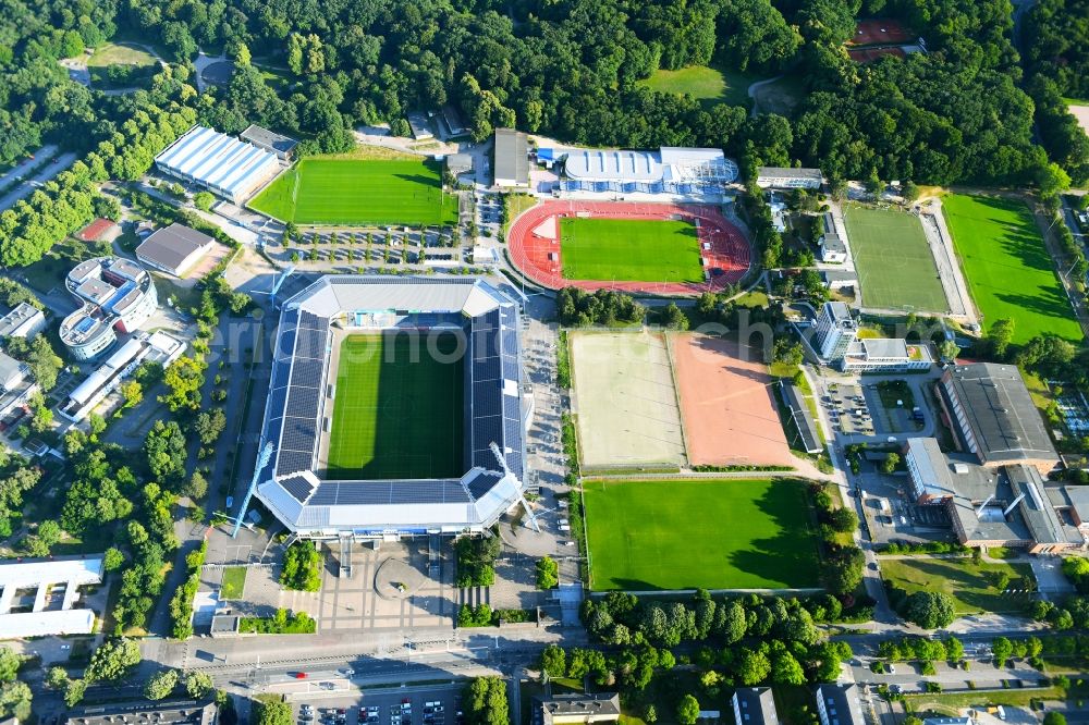 Rostock from above - Sports facility grounds of the Arena stadium in Rostock in the state Mecklenburg - Western Pomerania