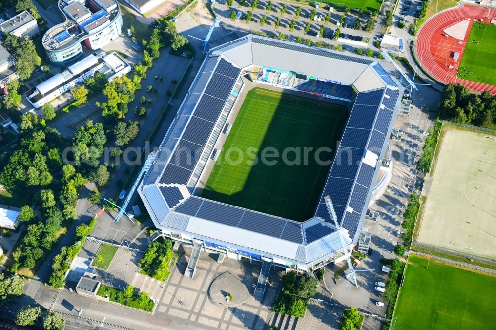 Aerial image Rostock - Sports facility grounds of the Arena stadium in Rostock in the state Mecklenburg - Western Pomerania