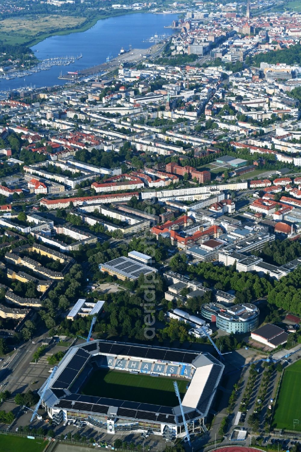 Rostock from above - Sports facility grounds of the Arena stadium in Rostock in the state Mecklenburg - Western Pomerania