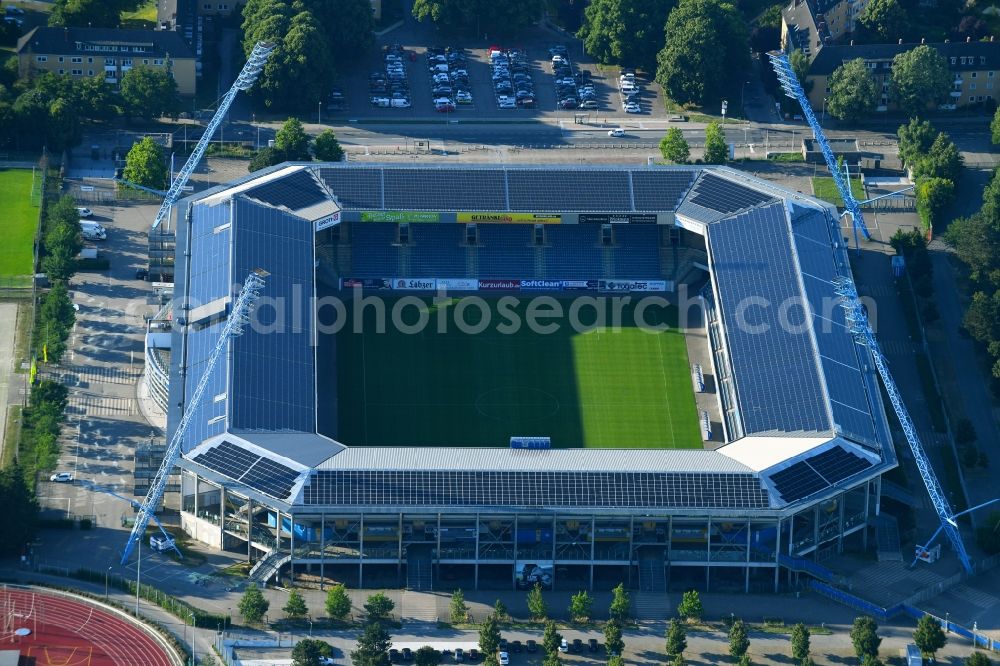 Aerial image Rostock - Sports facility grounds of the Arena stadium in Rostock in the state Mecklenburg - Western Pomerania