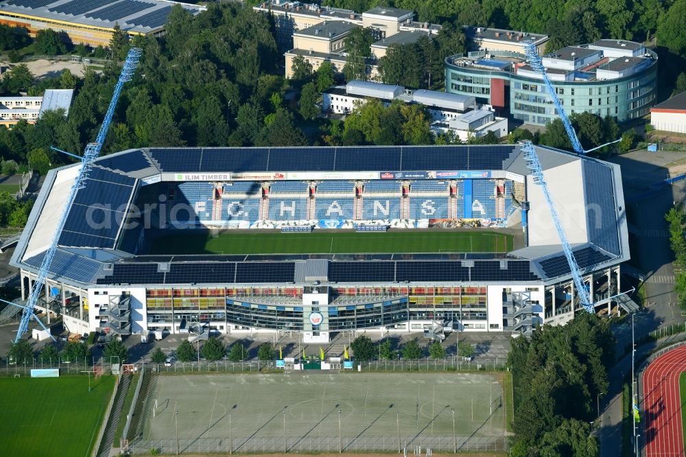 Aerial photograph Rostock - Sports facility grounds of the Arena stadium in Rostock in the state Mecklenburg - Western Pomerania