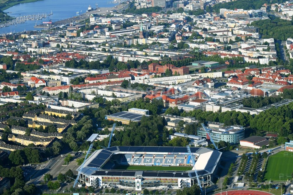 Rostock from above - Sports facility grounds of the Arena stadium in Rostock in the state Mecklenburg - Western Pomerania