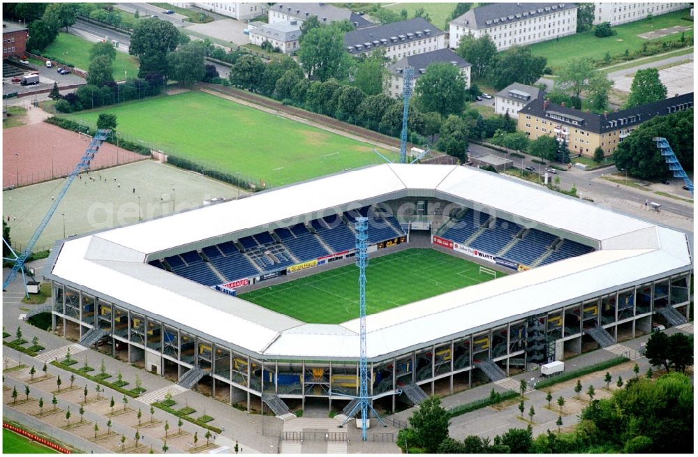 Rostock from the bird's eye view: Sports facility grounds of the Arena stadium DKB-Arena in Rostock in the state Mecklenburg - Western Pomerania