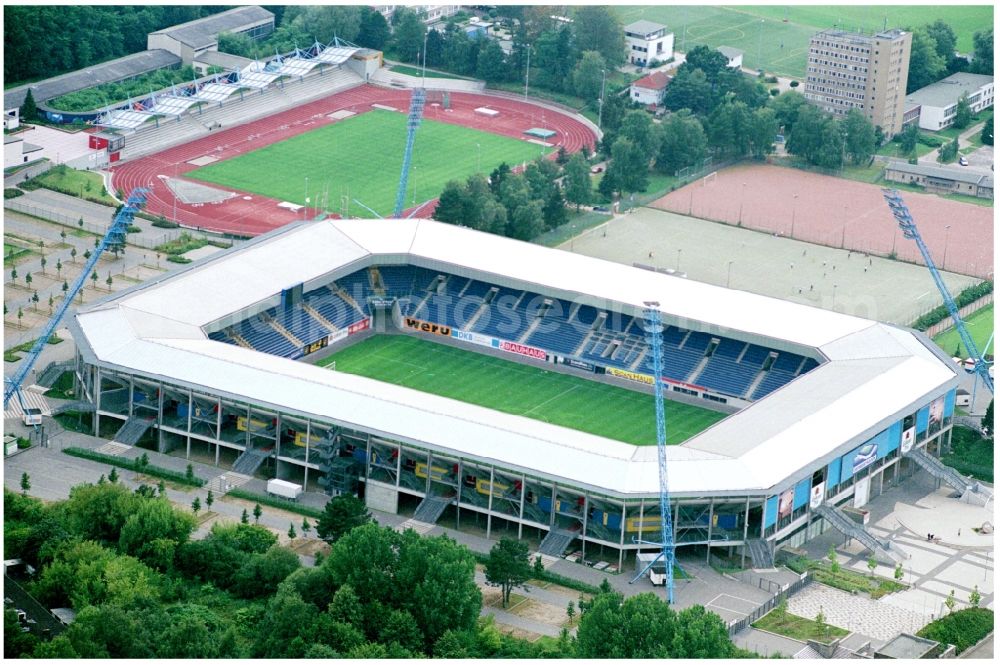 Aerial photograph Rostock - Sports facility grounds of the Arena stadium DKB-Arena in Rostock in the state Mecklenburg - Western Pomerania