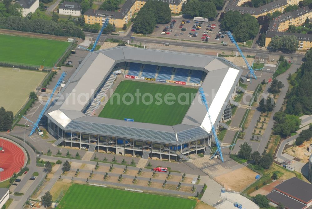 Aerial image Rostock - Sports facility grounds of the Arena stadium DKB-Arena in Rostock in the state Mecklenburg - Western Pomerania