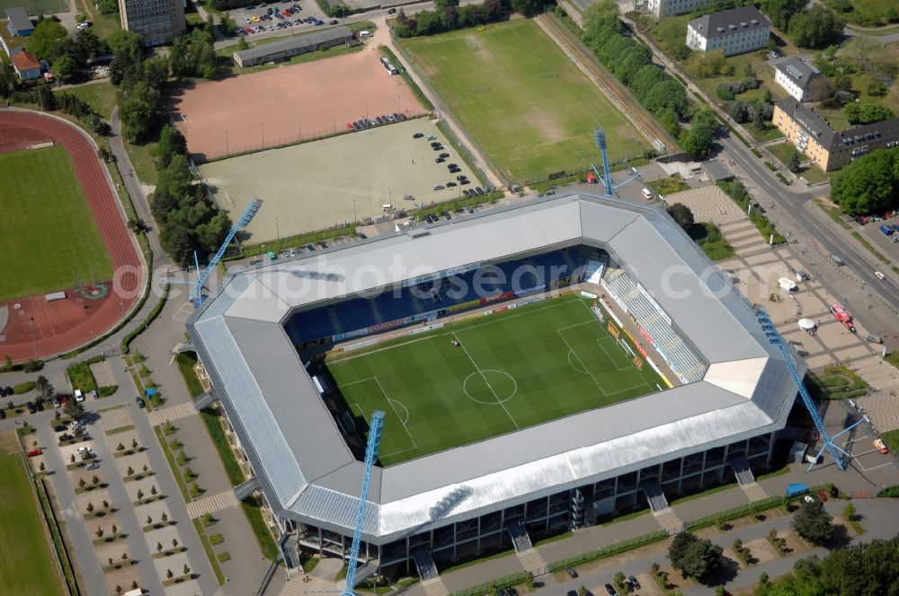 Aerial photograph Rostock - Sports facility grounds of the Arena stadium DKB-Arena in Rostock in the state Mecklenburg - Western Pomerania