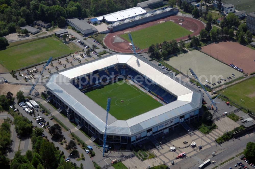 Aerial photograph Rostock - Sports facility grounds of the Arena stadium DKB-Arena in Rostock in the state Mecklenburg - Western Pomerania