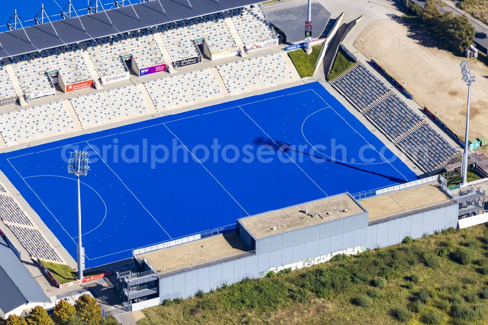 Mönchengladbach from the bird's eye view: Sports facility area of the arena of the stadium SparkassenPark Moenchengladbach Am Hockeypark in Moenchengladbach in the federal state of North Rhine-Westphalia, Germany