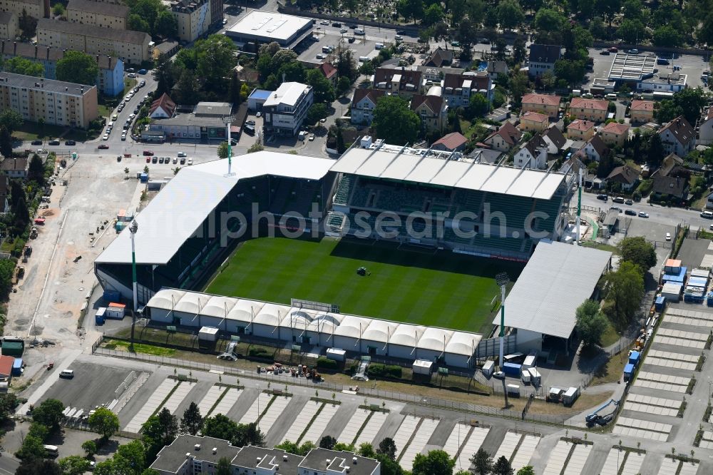 Aerial photograph Fürth - Sports facility grounds of the Arena stadium SpVgg Greuther Fuerth om Laubenweg in the district Poppenreuth in Fuerth in the state Bavaria, Germany