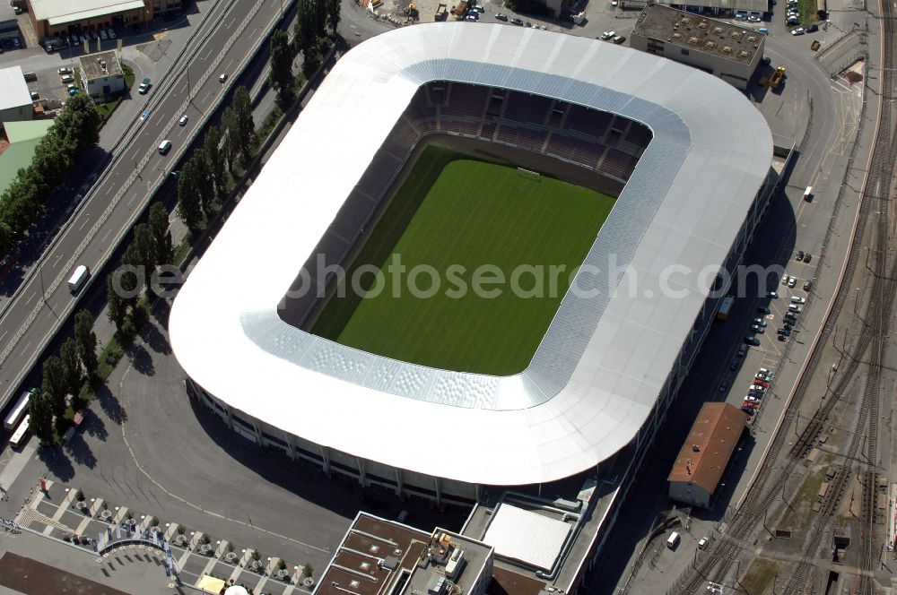 Aerial image Genf - Sports facility grounds of the arena of the stadium Stade de Geneve (or Stade de la Praille) on the Route des Jeunes in Geneva in the canton of Geneve, Switzerland