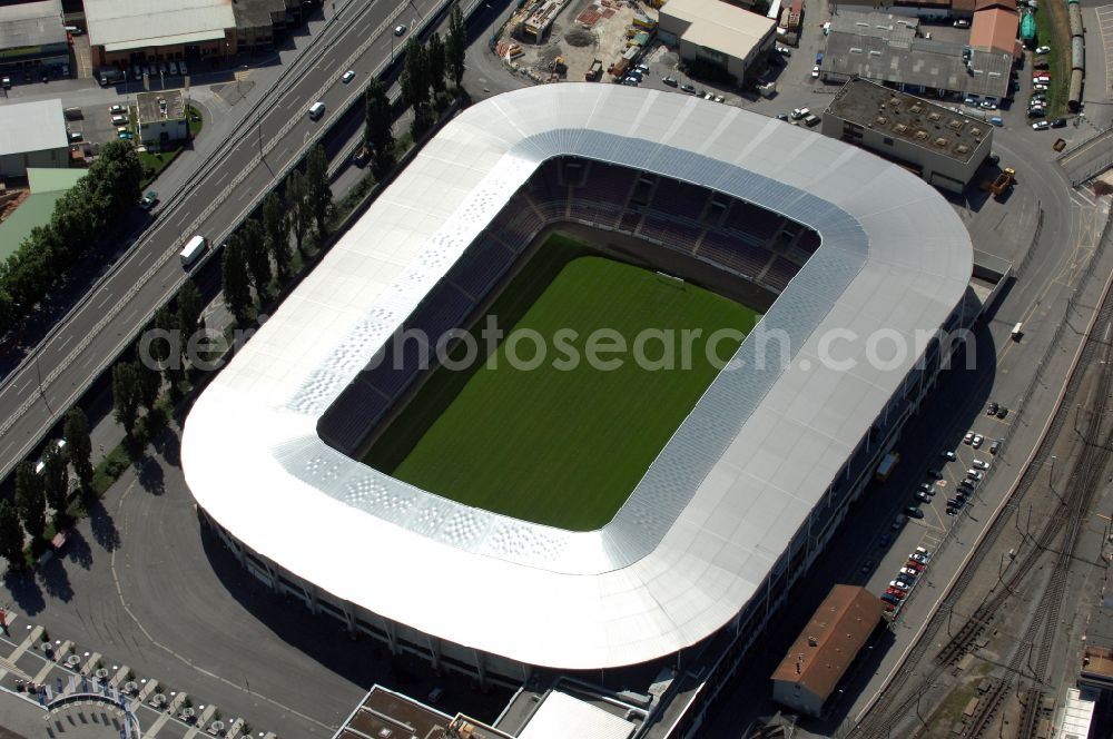 Aerial photograph Genf - Sports facility grounds of the arena of the stadium Stade de Geneve (or Stade de la Praille) on the Route des Jeunes in Geneva in the canton of Geneve, Switzerland