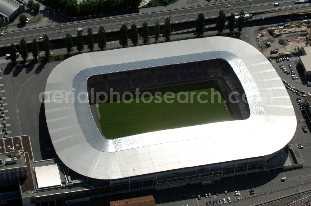 Aerial image Genf - Sports facility grounds of the arena of the stadium Stade de Geneve (or Stade de la Praille) on the Route des Jeunes in Geneva in the canton of Geneve, Switzerland