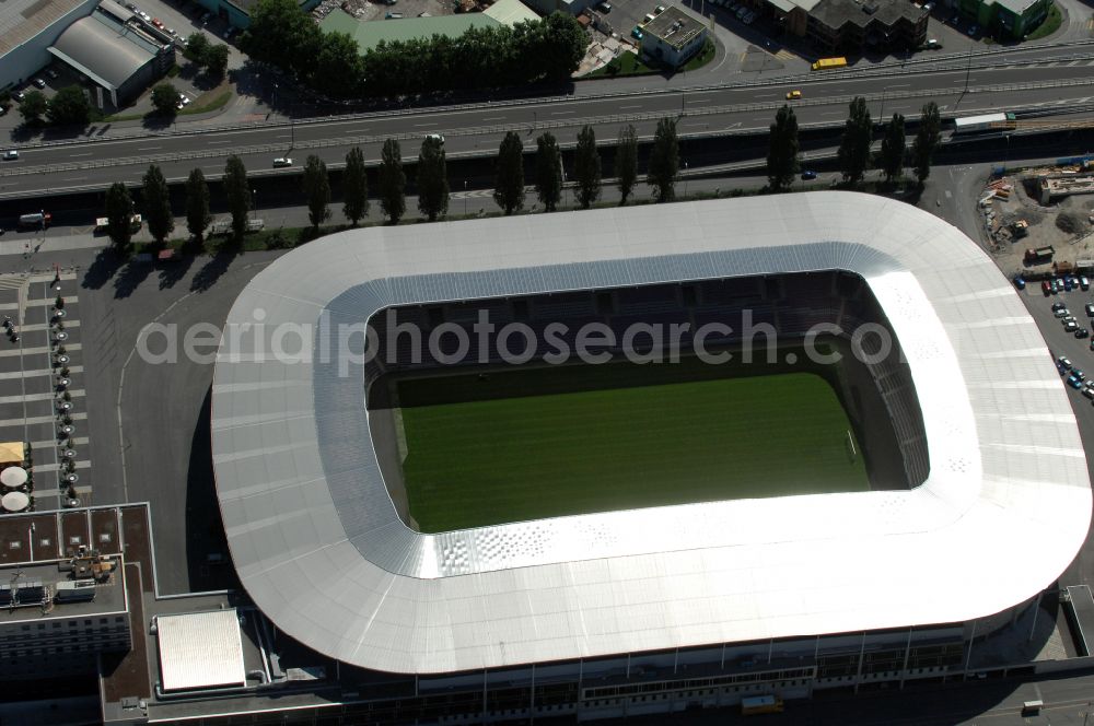 Aerial photograph Genf - Sports facility grounds of the arena of the stadium Stade de Geneve (or Stade de la Praille) on the Route des Jeunes in Geneva in the canton of Geneve, Switzerland