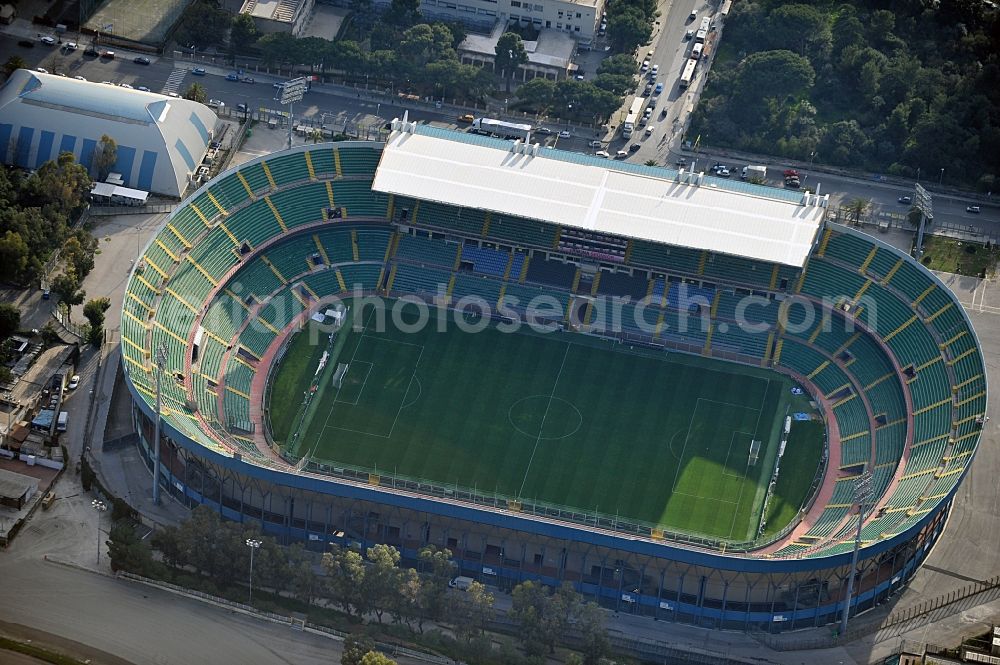 Aerial image Palermo - Sports facility grounds of the Arena stadium Stadio Renzo Barbera on Viale del Fante in Palermo in Sicilia, Italy