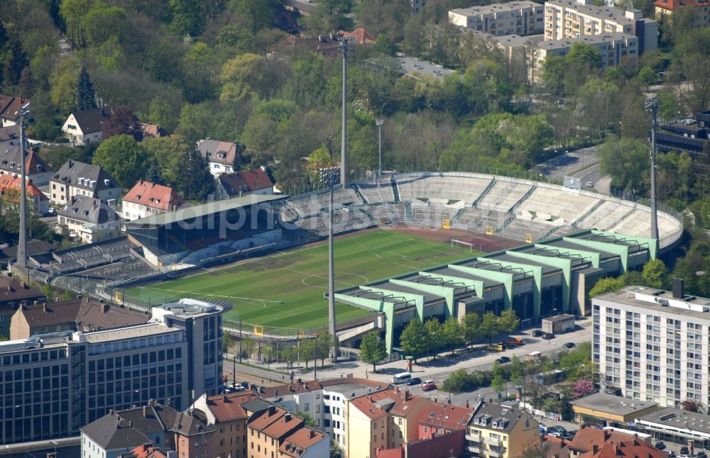 Aerial photograph München - Sports facility grounds of the Arena stadium Staedtisches Stadion on Gruenwalder Strasse in the district Untergiesing-Harlaching in Munich in the state Bavaria