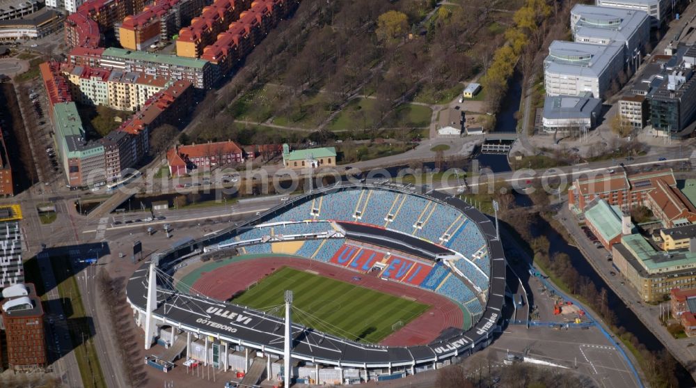 Göteborg from above - Sports facility grounds of the Arena stadium Ullevi on Ullevigatan in the district Heden in Gothenburg in Vaestra Goetalands laen, Sweden