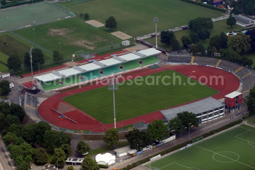 Aerial image Ulm - Sports facility grounds of the Arena stadium in Ulm in the state Baden-Wuerttemberg